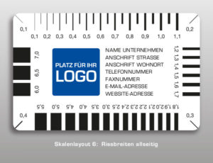 Druck Rissbreitenlineale / Rissbreitenlineal / Risslineale / Risslineal / Risskarte / Risskarten