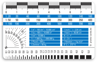 Scheckkarte Lineal Rissbreiten Druck mit Logo multifunktional