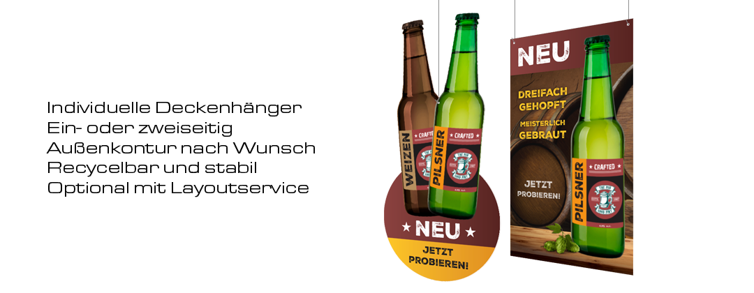 Deckenhänger Druck Druckerei POS Deckenabhänger