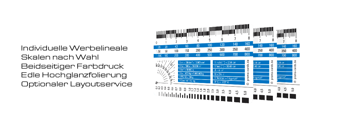 Scheckkarte Rissbreiten Lineal Druck mit Logo